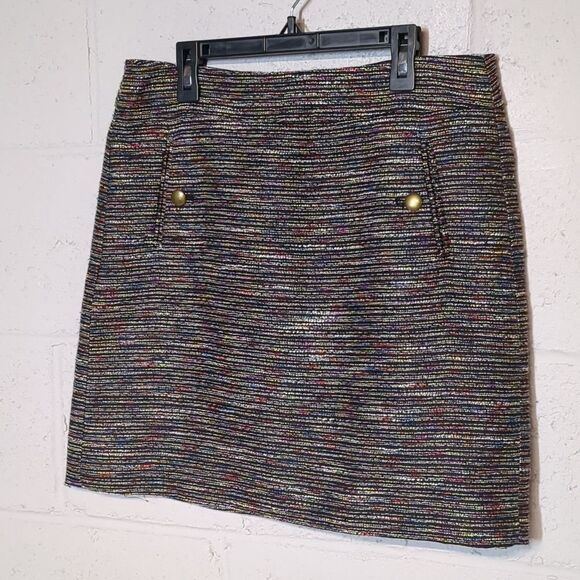 LOFT Women's Multicolor Tweed A-Line Skirt Size 4 - Picture 3 of 6